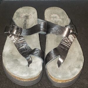 MEPHISTO Silver Helen Leather Comfort Sandals sz 37 US 6.5